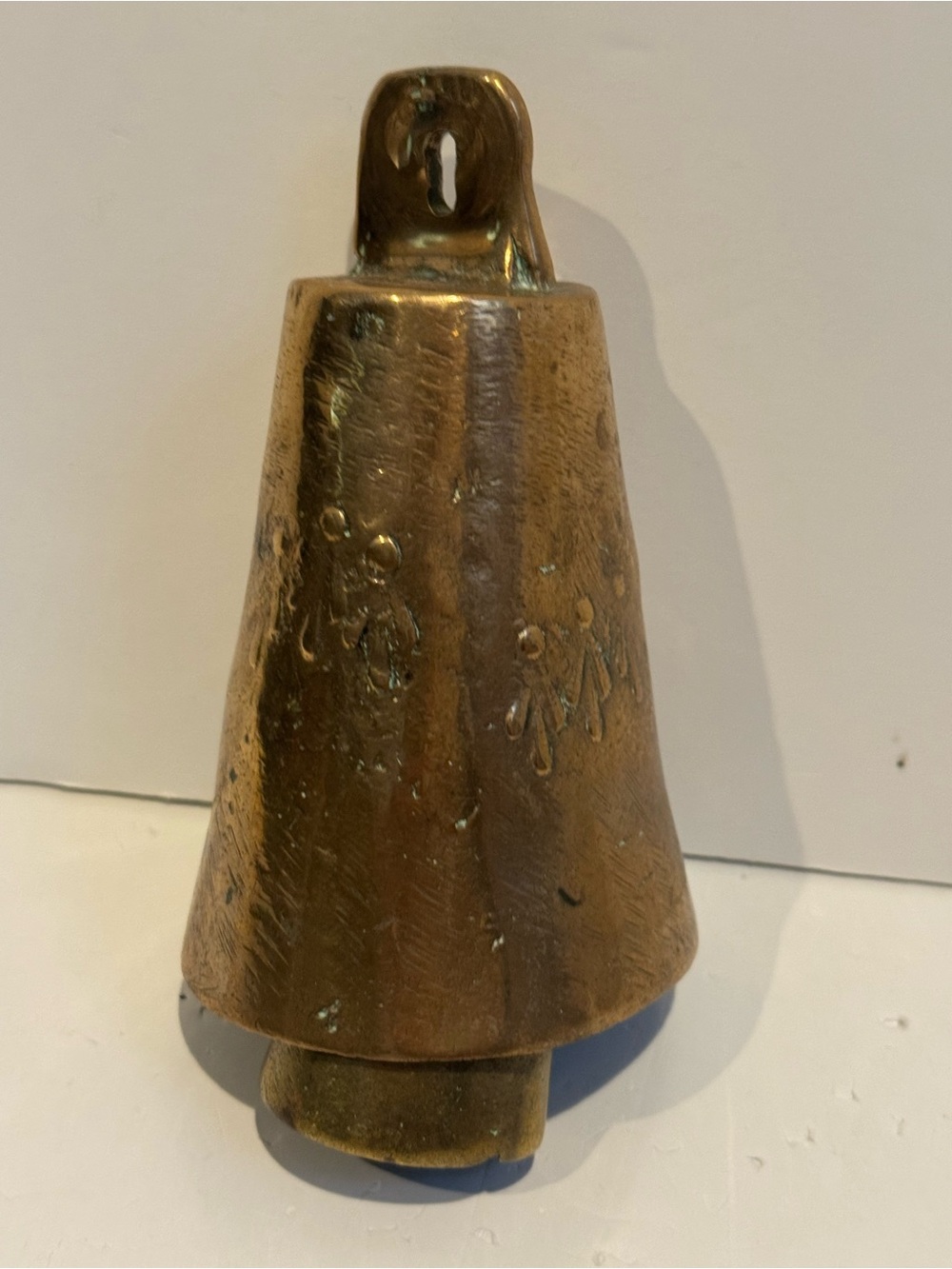 Antique Brass Cowbell with Patina 7.5”